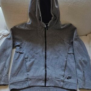 Nike Heather Gray and Black Zip-Up Hoodie
